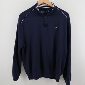 Jack Nicklaus Sweater Mens Large Quarter Zip Navy Blue Classic Golf‎ Good